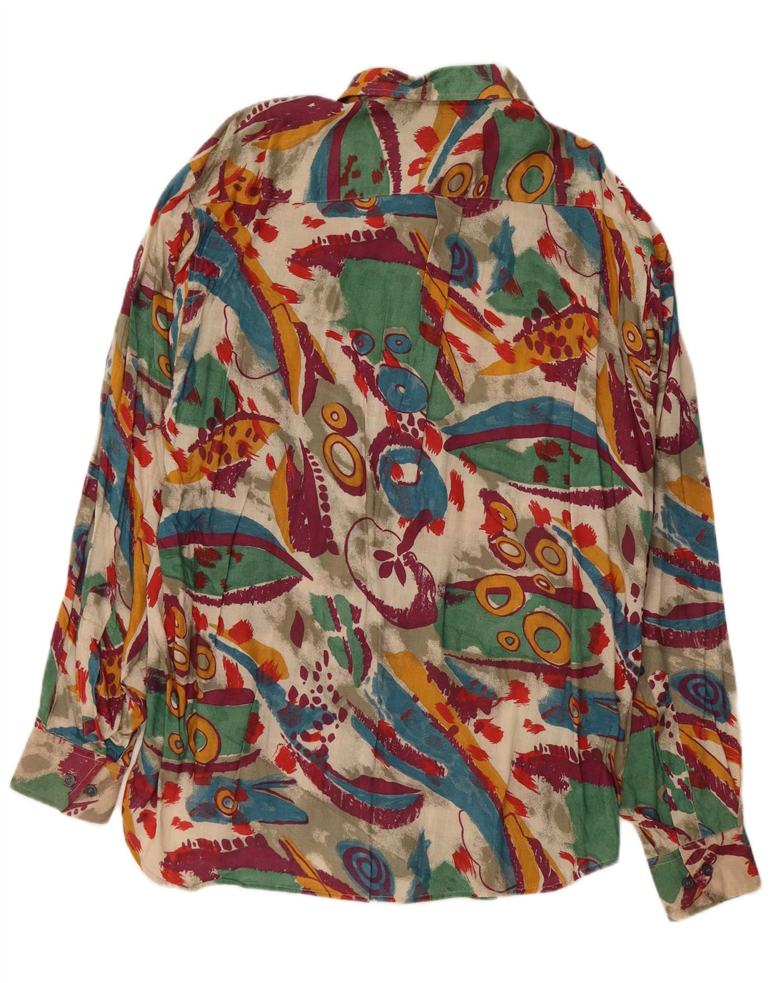 VINTAGE skjorte med abstrakt mønster til mænd, størrelse 41/42 Stor flerfarvet viskose