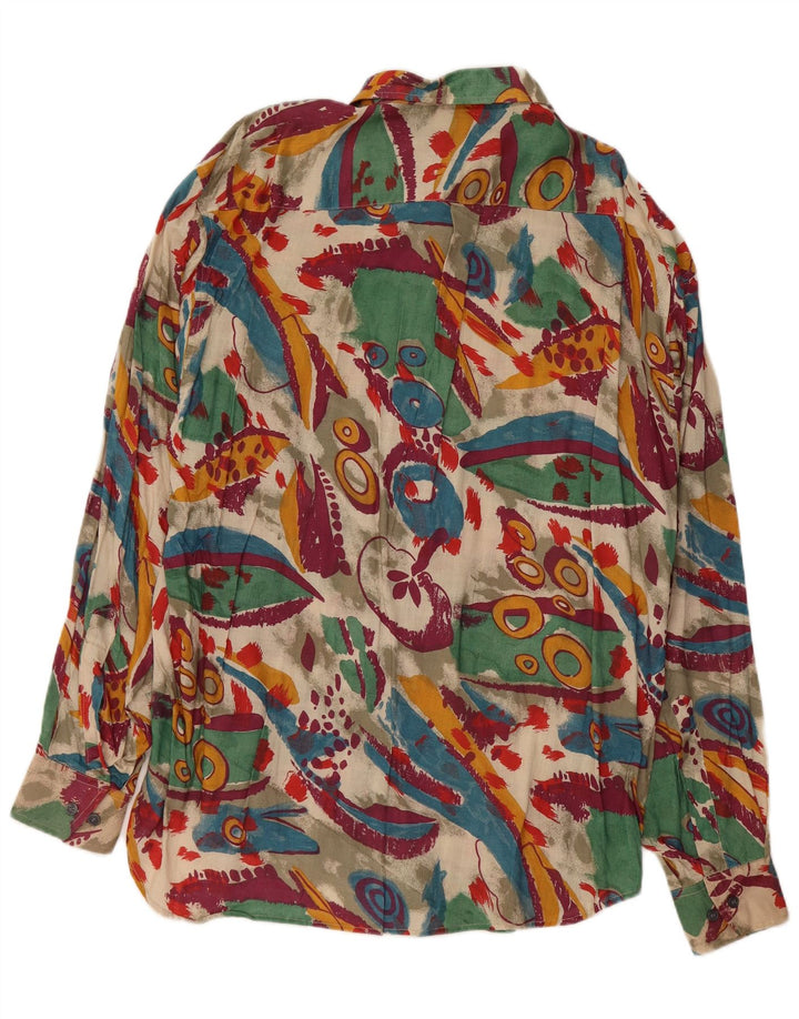 VINTAGE skjorte med abstrakt mønster til mænd, størrelse 41/42 Stor flerfarvet viskose