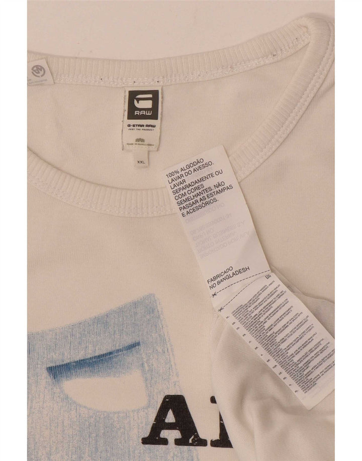 G-Star Herre Grafisk T-Shirt Top 2XL Hvid Bomuld