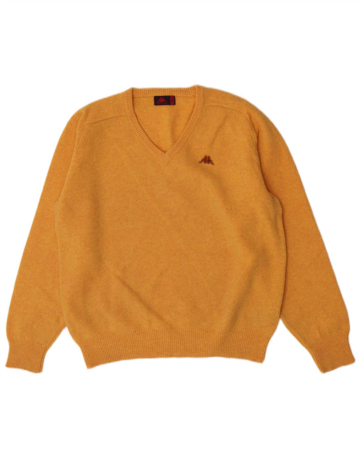 Kappa Dame V-hals sweater UK 16 Large Orange Virgin Wool