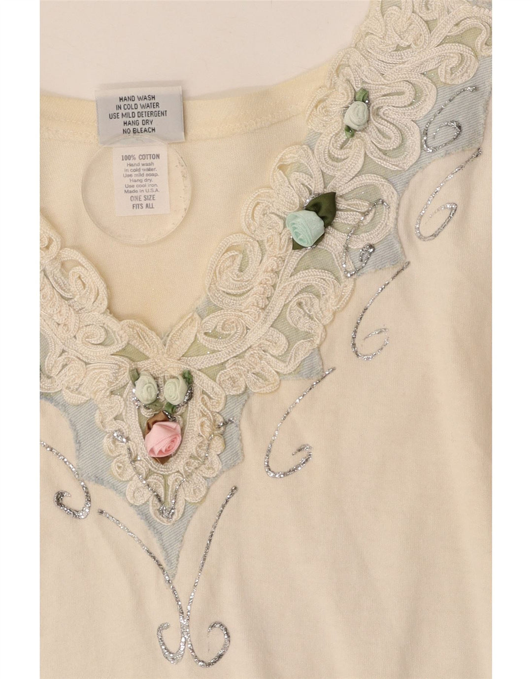 VINTAGE Womens Blouse Top One Size White Cotton Vintage Vintage and Second-Hand Vintage from Messina Hembry 