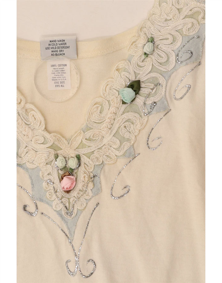 VINTAGE Womens Blouse Top One Size White Cotton Vintage Vintage and Second-Hand Vintage from Messina Hembry 