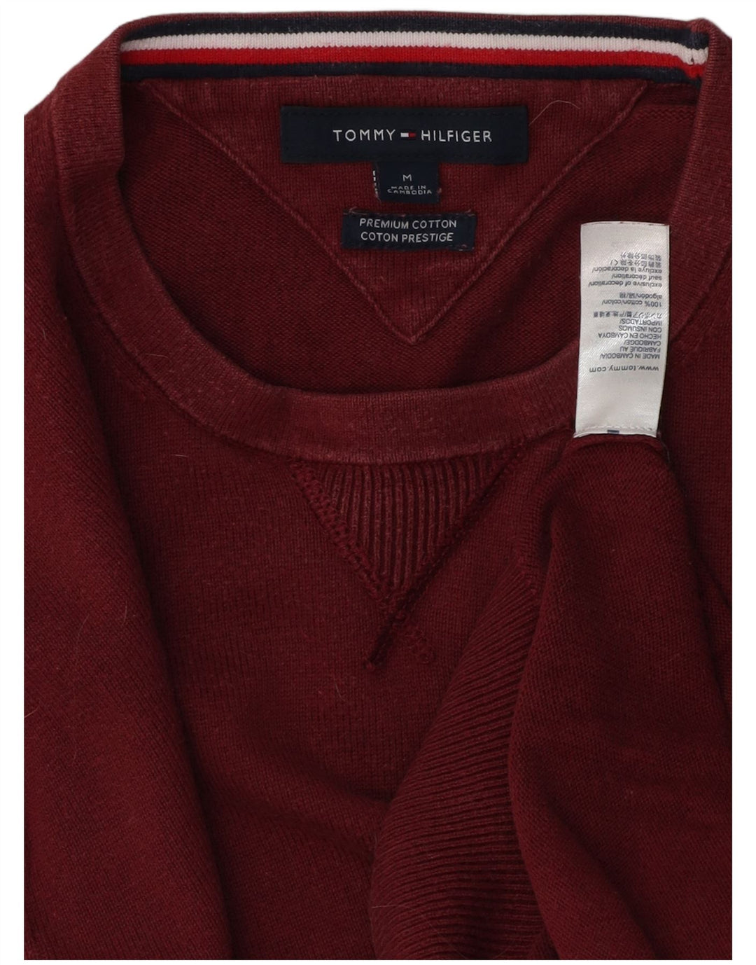 TOMMY HILFIGER sweater med rund hals til mænd Medium rødbrun bomuld