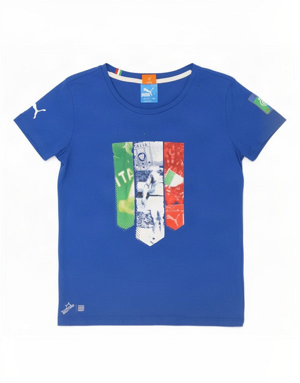 Puma Boys Italia Grafisk T-Shirt Top 13-14 år XL Blå Bomuld