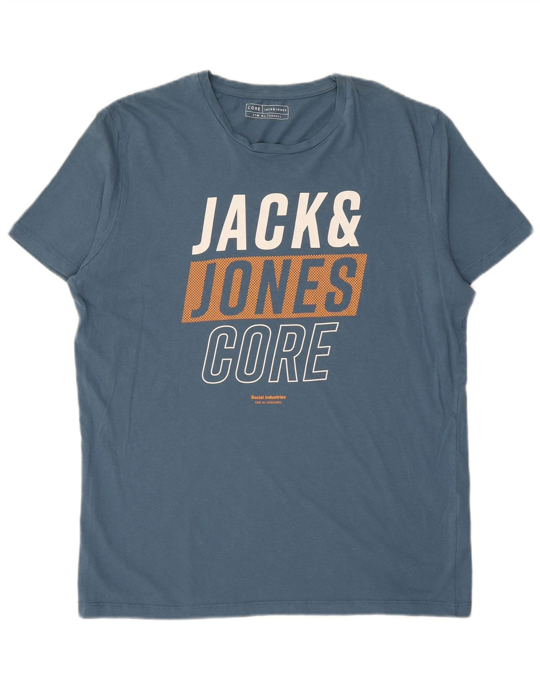 JACK & JONES Herre grafisk T-shirt Top XL Blå Bomuld
