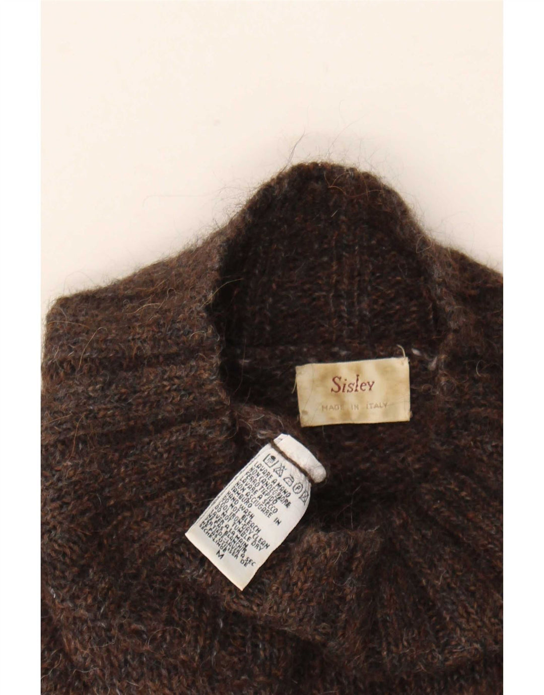 Sisley Dame Turtle Neck Jumper Sweater UK 14 Medium Brown Fair Isle
