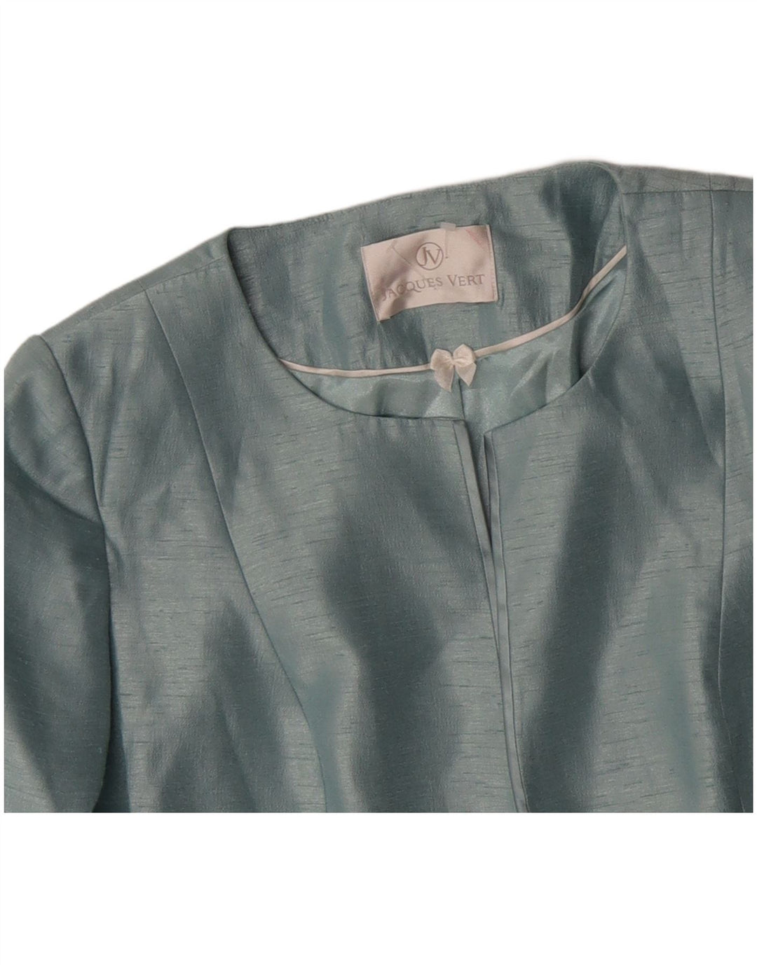 Jacques Vert Dame 3/4-ærmet Crop Blazer Jacket UK 16 Large Blue Viscose