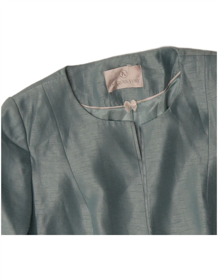 Jacques Vert Dame 3/4-ærmet Crop Blazer Jacket UK 16 Large Blue Viscose