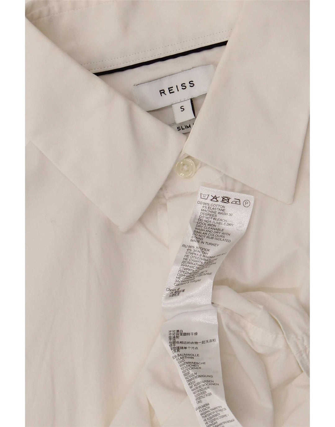 Reiss Slim Fit skjorte til mænd, lille hvid bomuld
