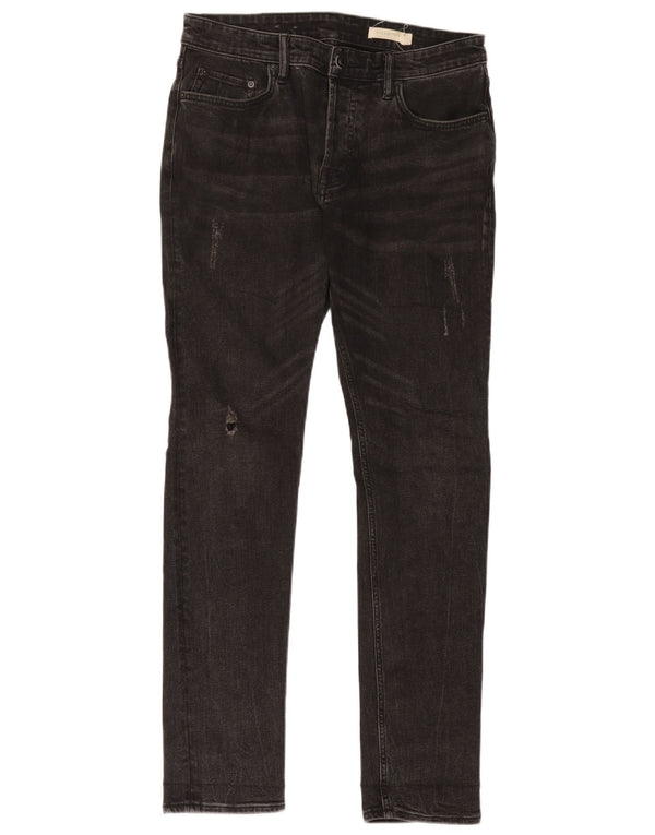 All Saints Mens Distressed Slim Jeans W30 L32 Black Cotton