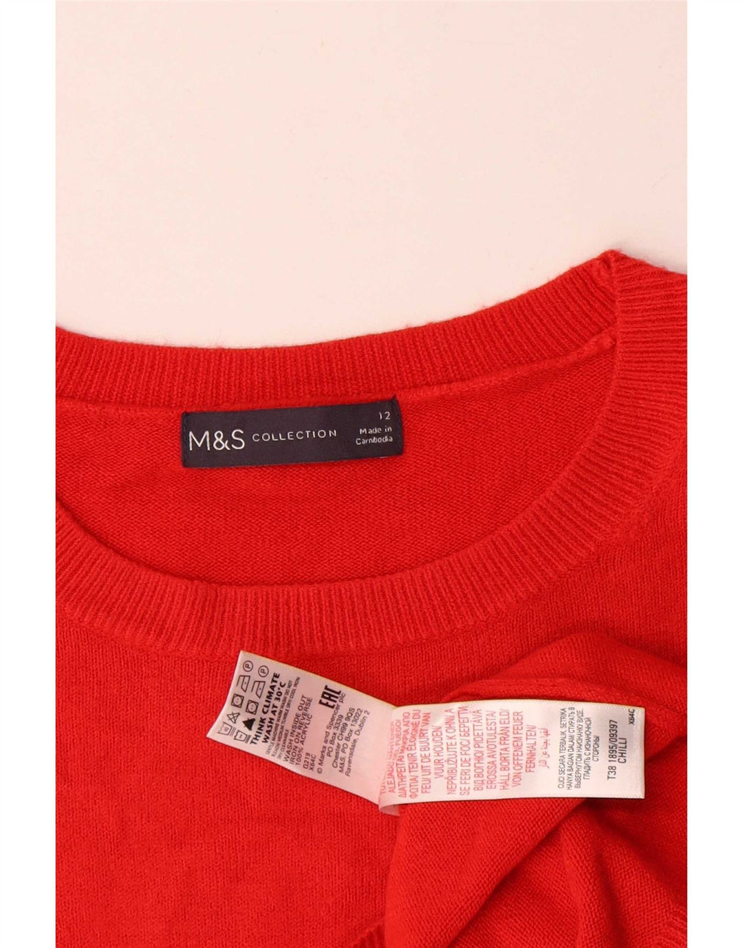Marks & Spencer Dame sweater med rund hals DK 12 Medium Rød Akryl