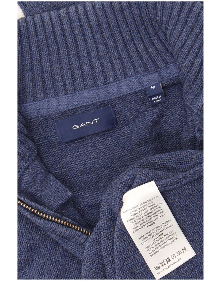 Gant Herre Zip Neck Jumper Sweater Medium Navy Blue Bomuld