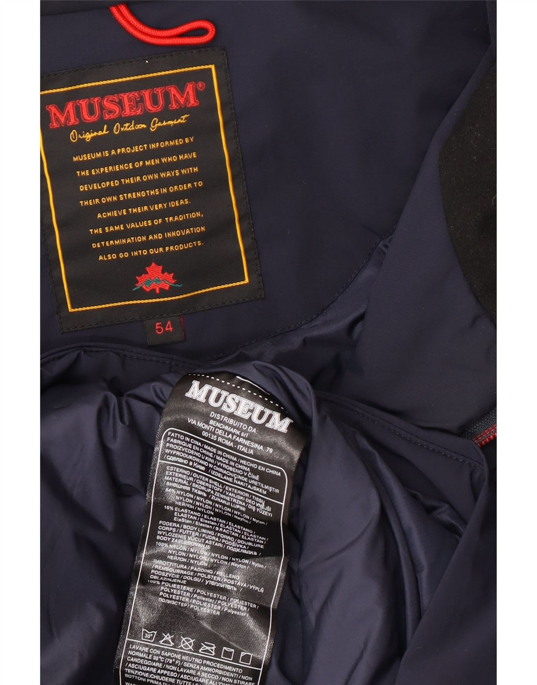 Museum Herre Hooded Parka Jacket IT 54 2XL Navy Blue Nylon