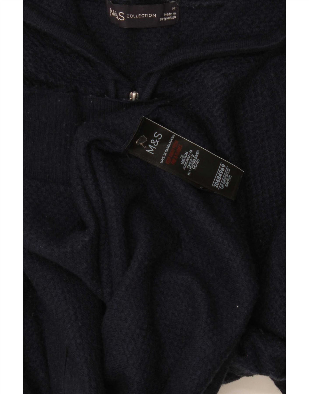 Marks & Spencer Dame Hættetrøje med lynlås UK 14 Medium Navy Blue Viscose