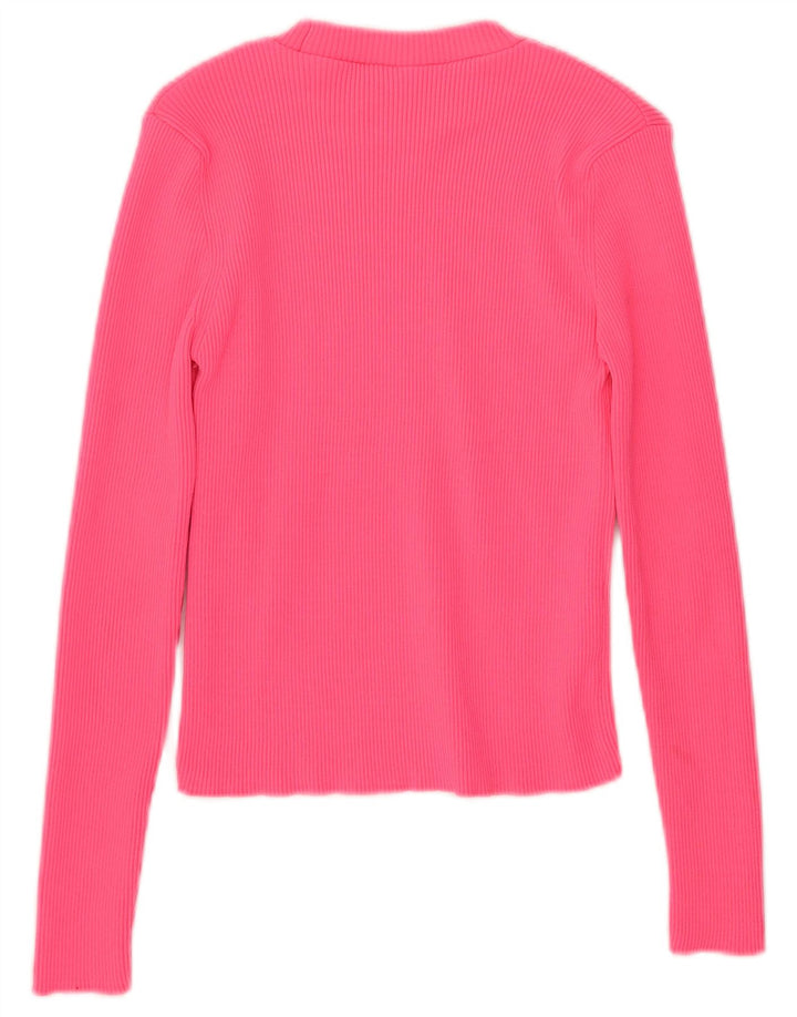 Zara Womens Crop Top Langærmet UK 8 Lille Pink Polyamid
