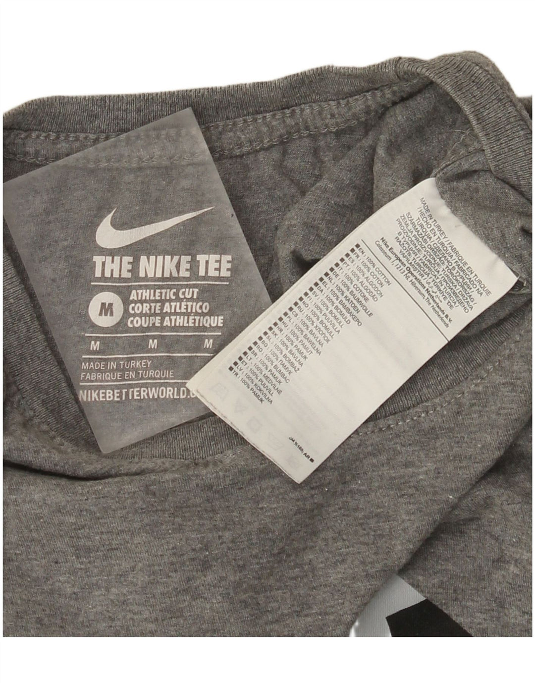 Nike Herre Athletic Cut Grafisk T-Shirt Top Medium Grey Flecked Bomuld