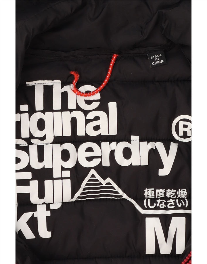 Superdry Polstret hættejakke til kvinder UK 12 Medium Sort Nylon