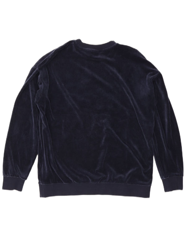 ADIDAS Dame Oversized Grafisk Sweatshirt Jumper UK 12 Medium Navy Blue