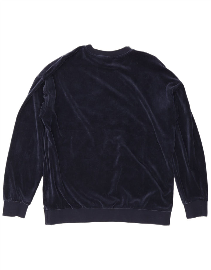 ADIDAS Dame Oversized Grafisk Sweatshirt Jumper UK 12 Medium Navy Blue