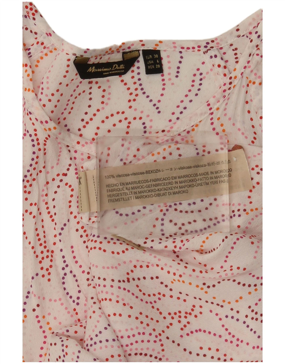 Massimo Dutti Dame Abstrakt mønster bluse Top EU 38 Small White Viscose