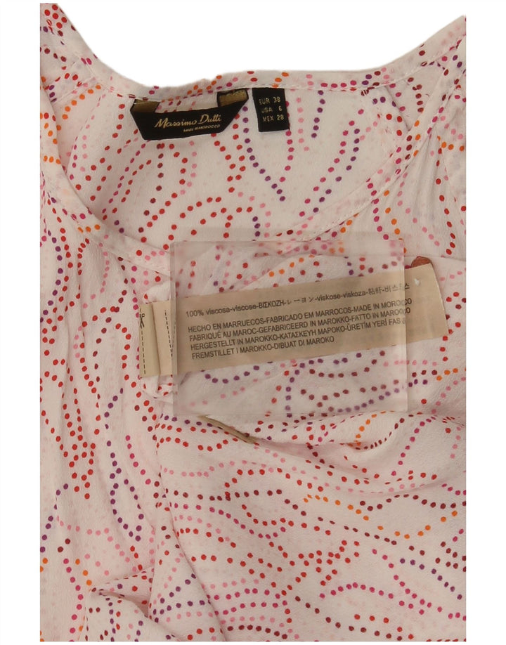 Massimo Dutti Dame Abstrakt mønster bluse Top EU 38 Small White Viscose