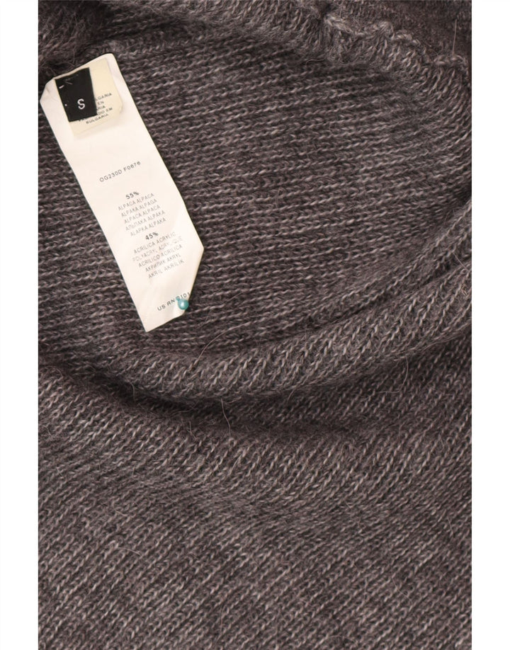 Vintage Dame Poncho Jumper UK 10 Small Grey Alpaca Uld
