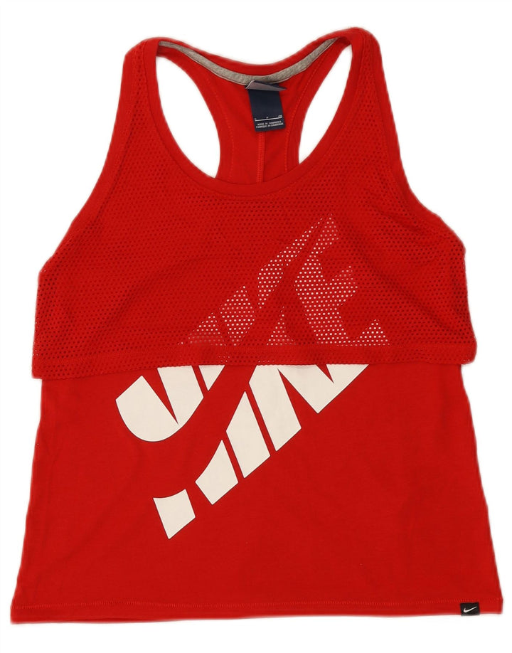 Nike Dame Grafisk Vest Top UK 10 Lille Rød Polyester