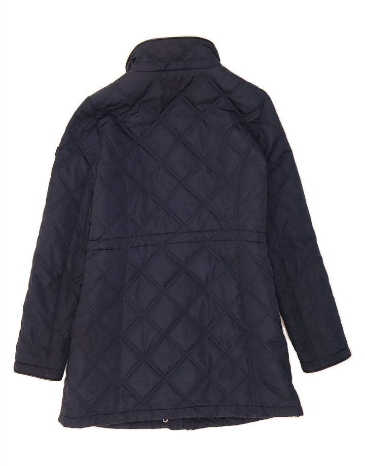 DKNY Womens Quilted Overcoat UK 10 Small Navy Blue Polyester Vintage Dkny and Second-Hand Dkny from Messina Hembry 