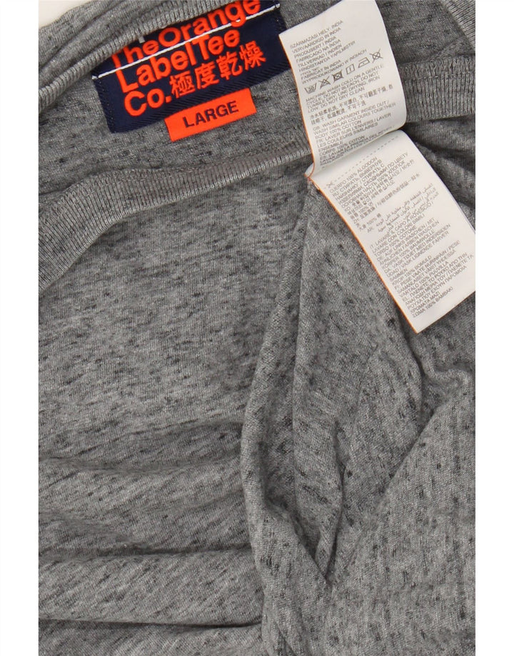 Superdry T-shirt top til mænd, stor grå flækket bomuld
