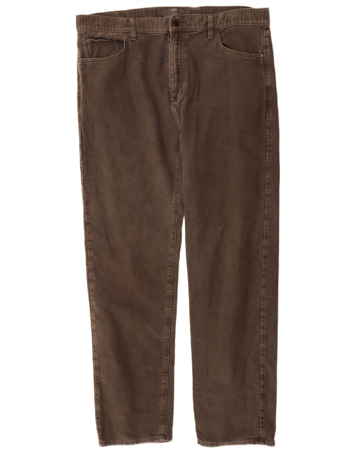Marks & Spencer Herre Regular Casual Bukser W40 L33 Grå Bomuld