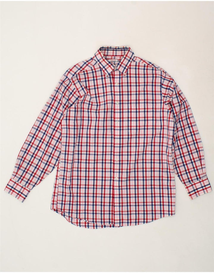 IZOD Mens Classic Fit Shirt Size 15 1/2 Medium Pink Check Cotton Vintage Izod and Second-Hand Izod from Messina Hembry 