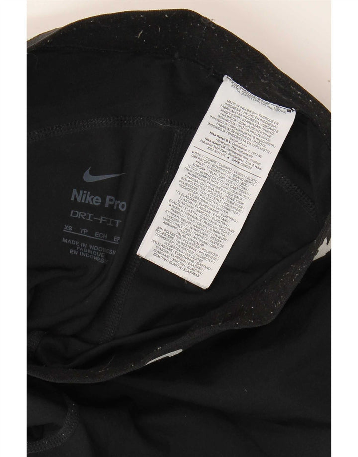 Nike Dame Dri Fit Grafiske Leggings UK 4 XS Sort Polyester