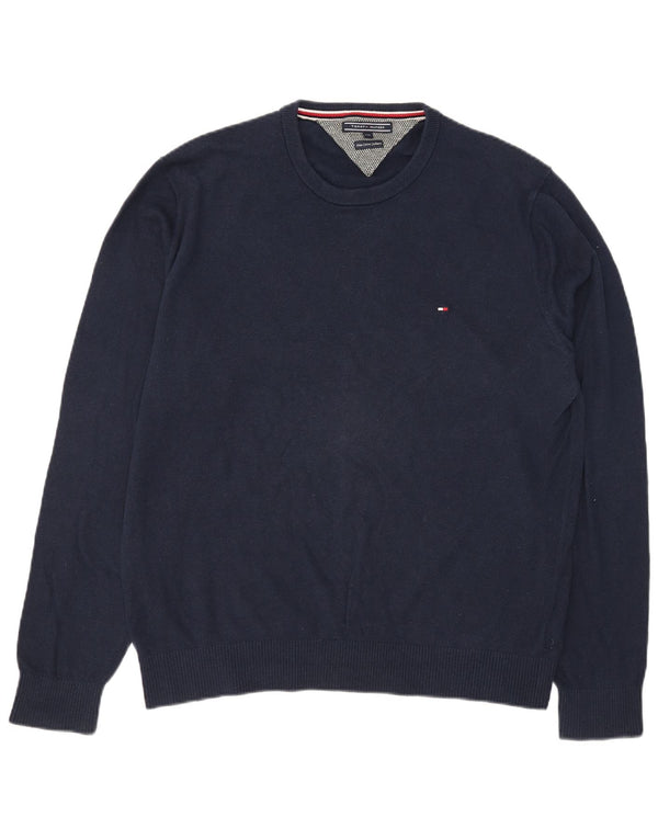 Tommy Hilfiger Herre Crew Neck Jumper Sweater 2XL Navy Blue Bomuld
