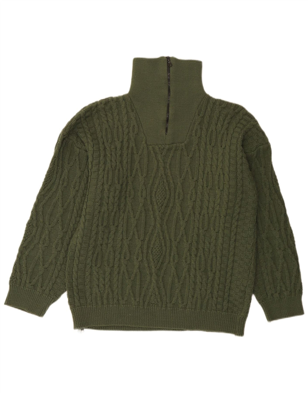 Vintage sweater med lynlås til mænd mellemgrøn
