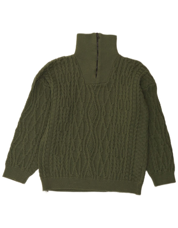 Vintage sweater med lynlås til mænd mellemgrøn