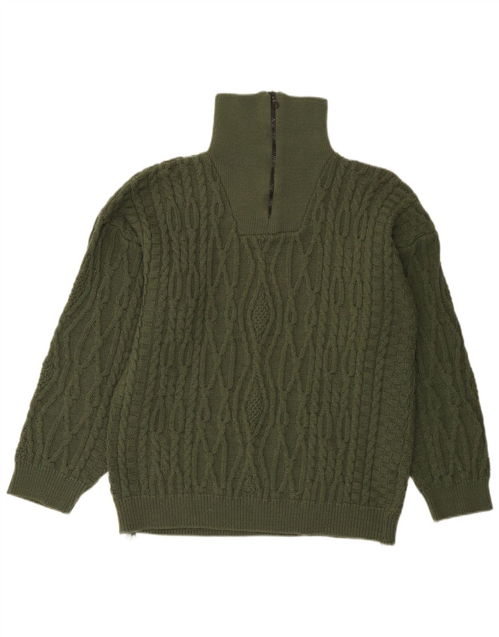 Vintage sweater med lynlås til mænd mellemgrøn