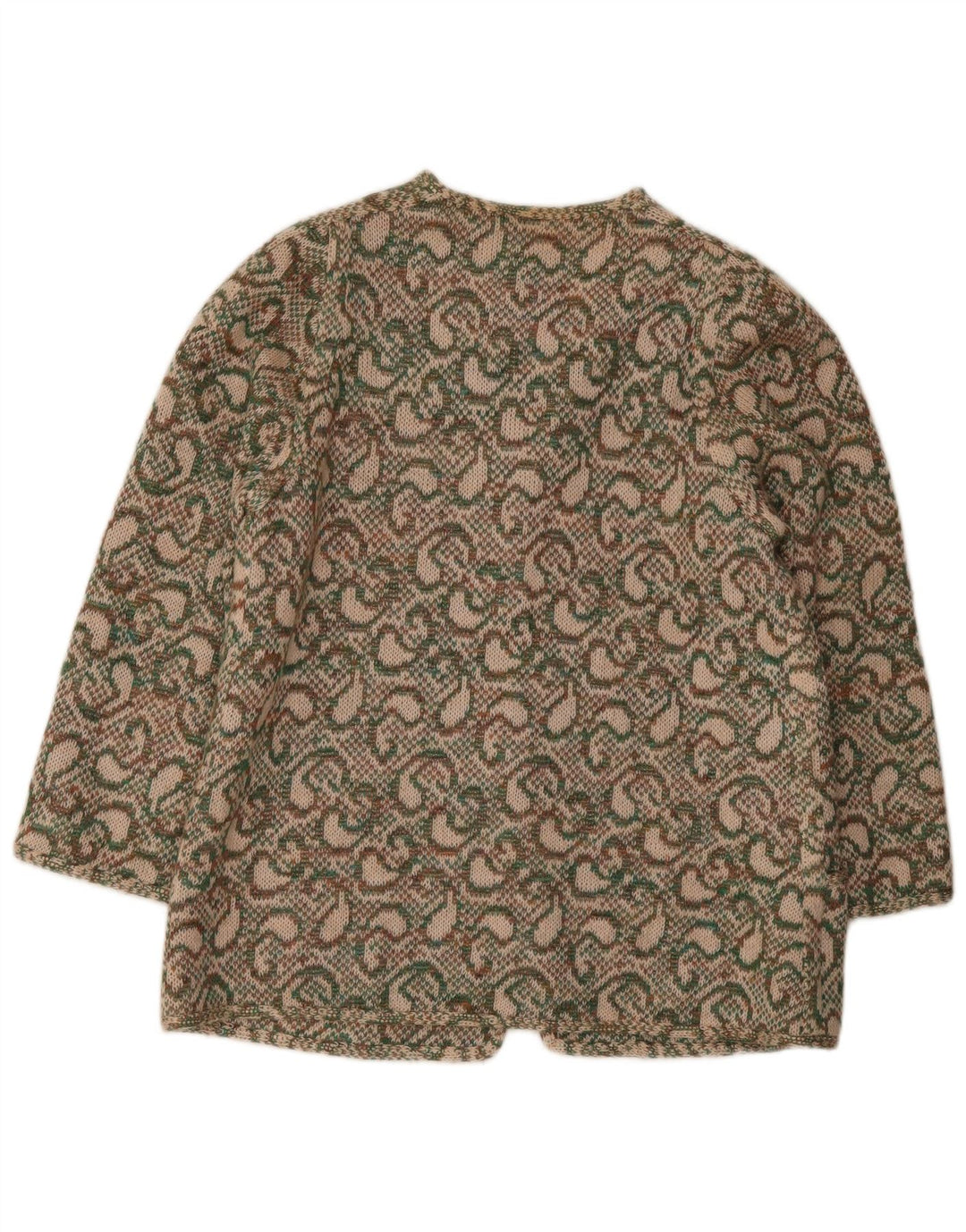 Vintage dame cardigan sweater IT 46 Large Khaki Paisley Wool