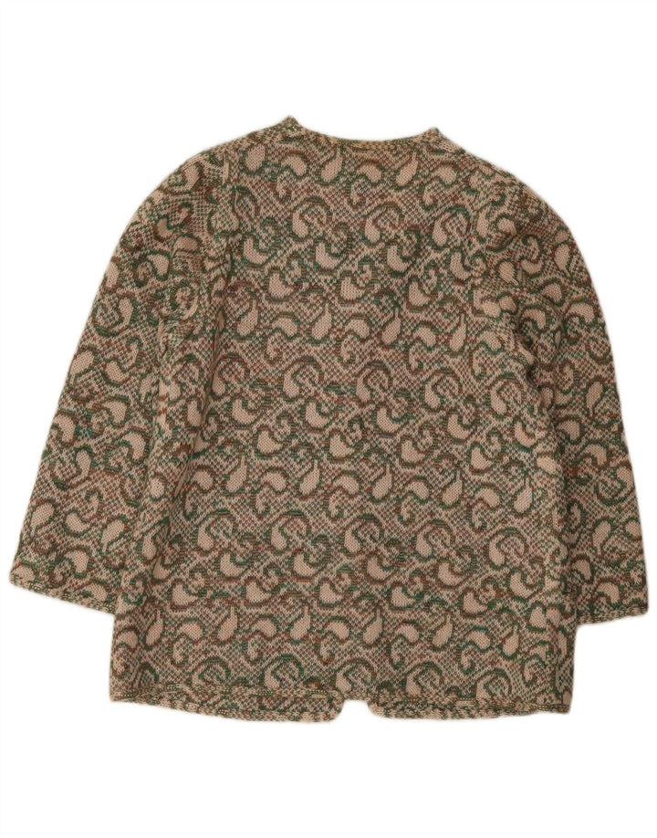 Vintage dame cardigan sweater IT 46 Large Khaki Paisley Wool