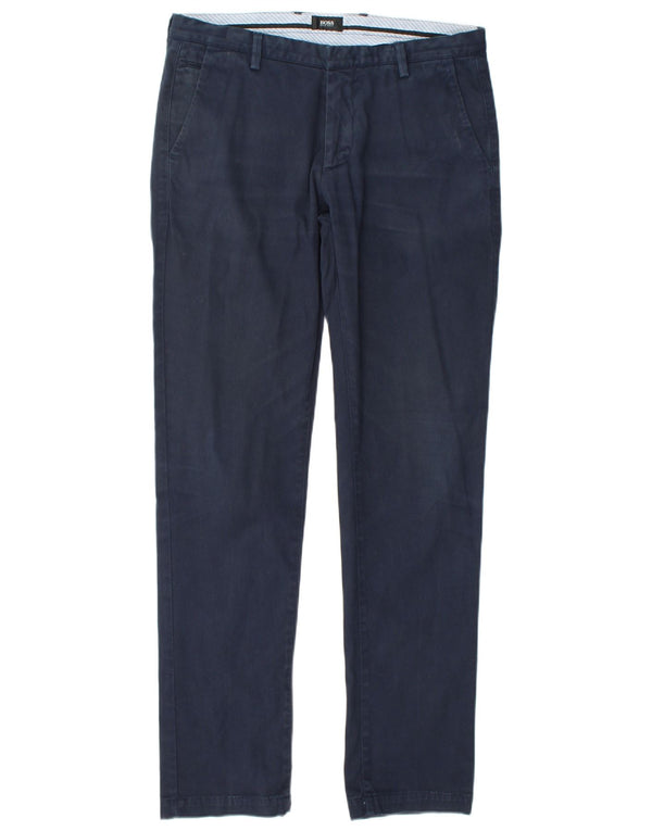 Hugo Boss Herre Slim Chino Bukser IT 48 Medium W32 L32 Marineblå Bomuld