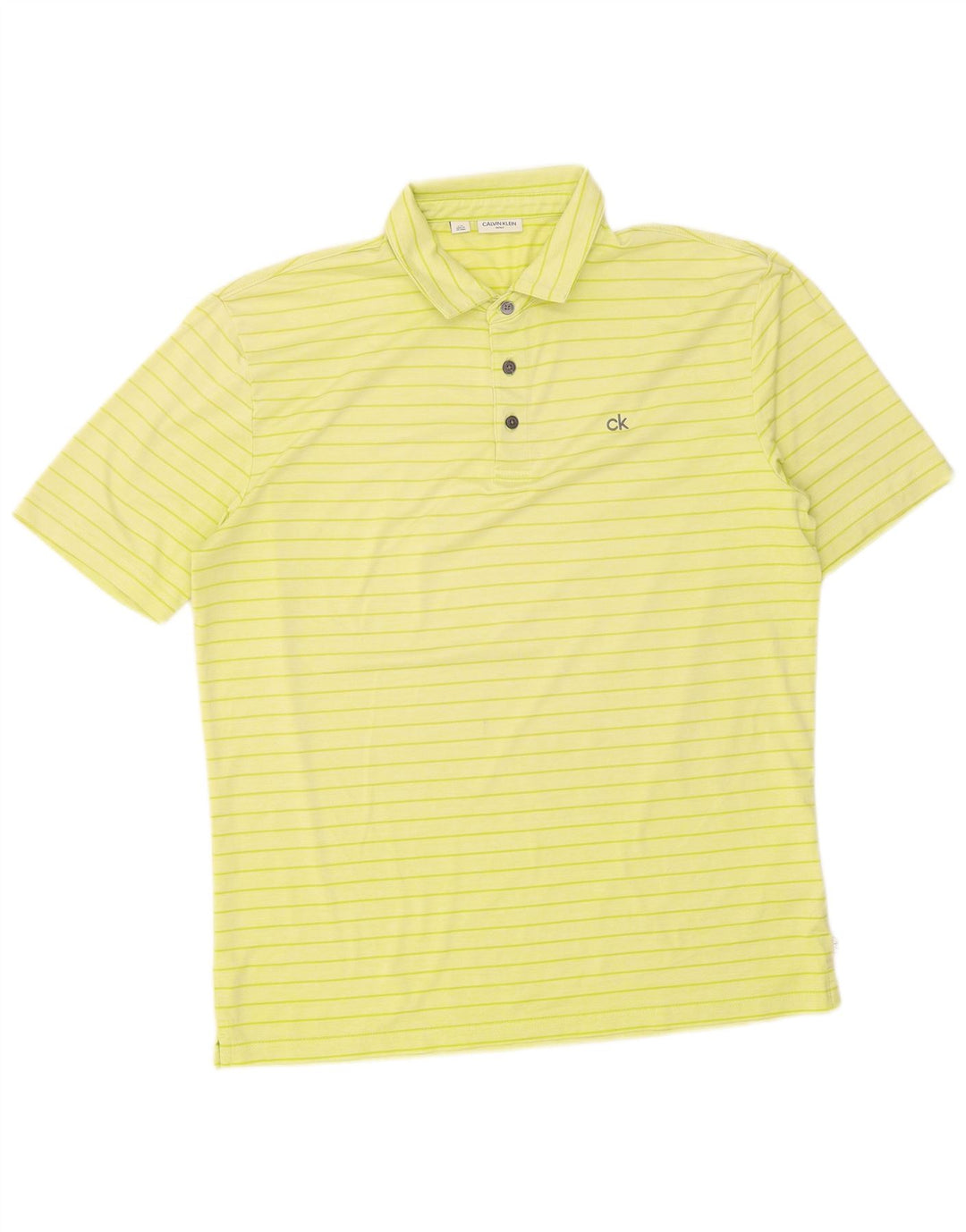 Calvin Klein herre poloskjorte stor gul stribet polyester