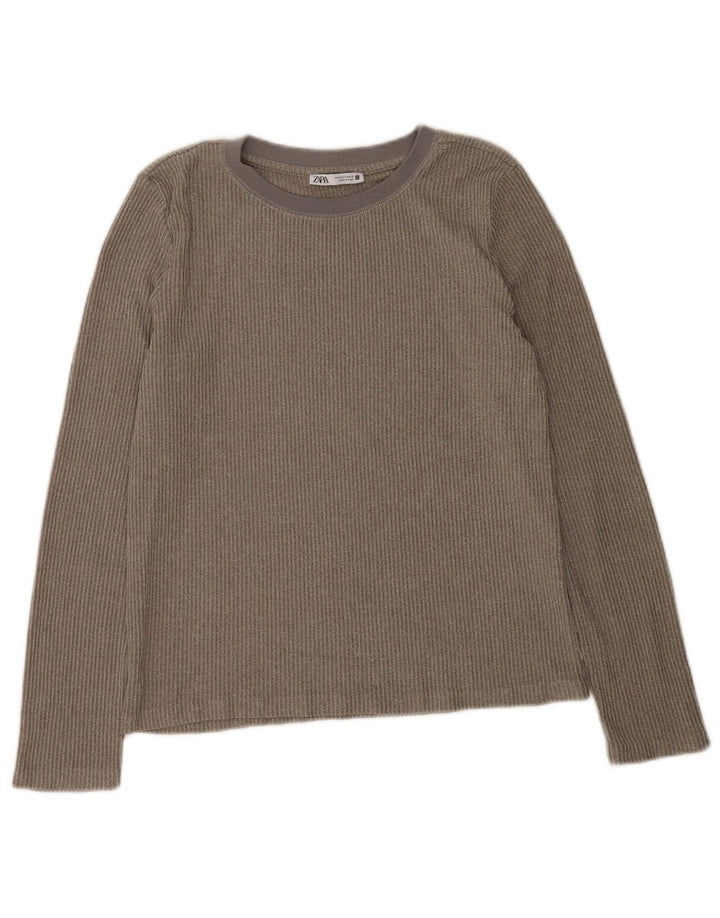 Zara Dametop Langærmet UK 10 Lille Grå Polyester