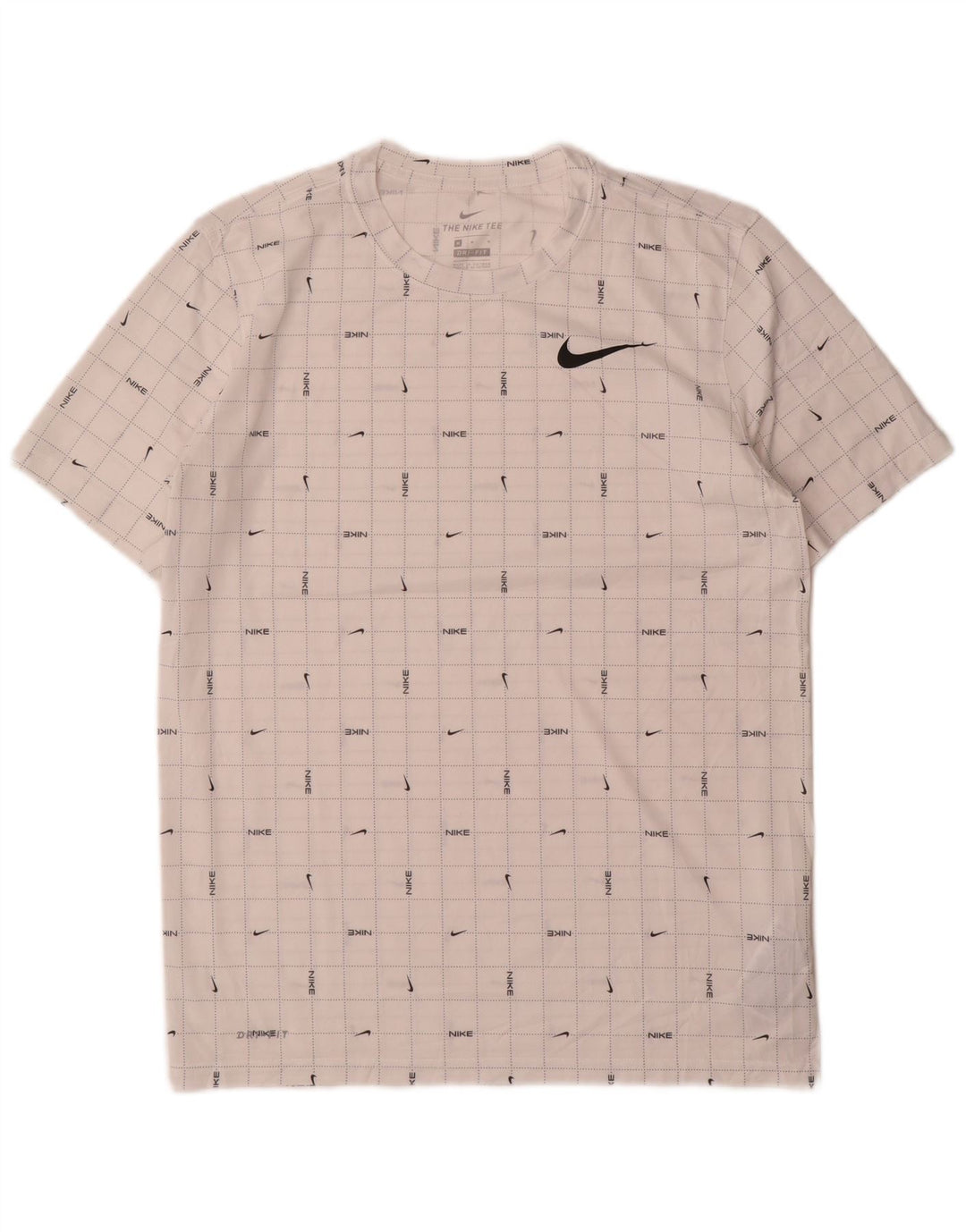 Nike Herre Dri Fit grafisk T-shirt top mellem hvid ternet polyester