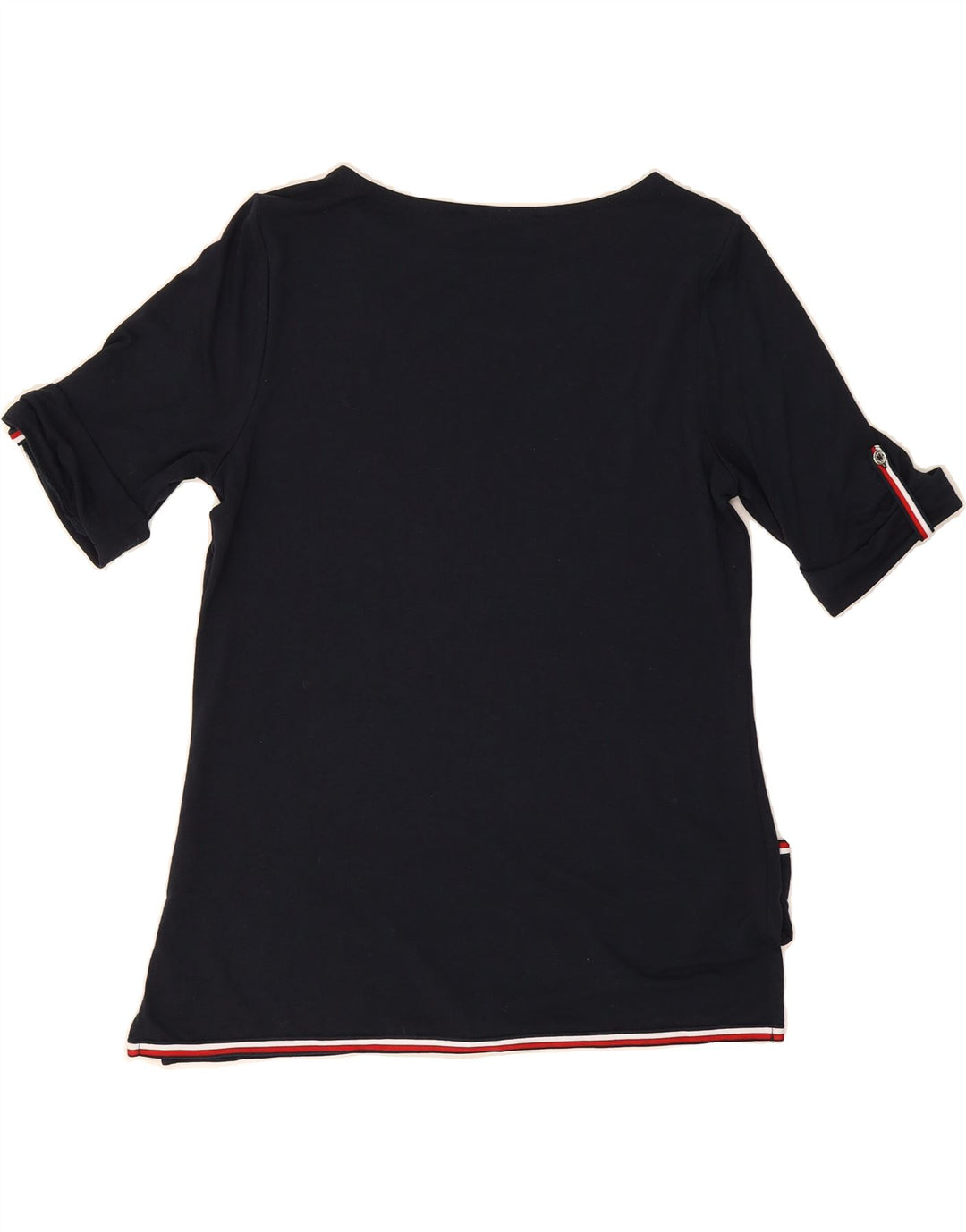 TOMMY HILFIGER Womens T-Shirt Top UK 12 Medium Navy Blue Polyester Vintage Tommy Hilfiger and Second-Hand Tommy Hilfiger from Messina Hembry 