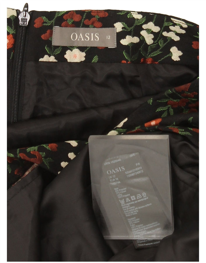 Oasis Dame Mini-nederdel UK 12 Medium W30 Black Floral Polyester