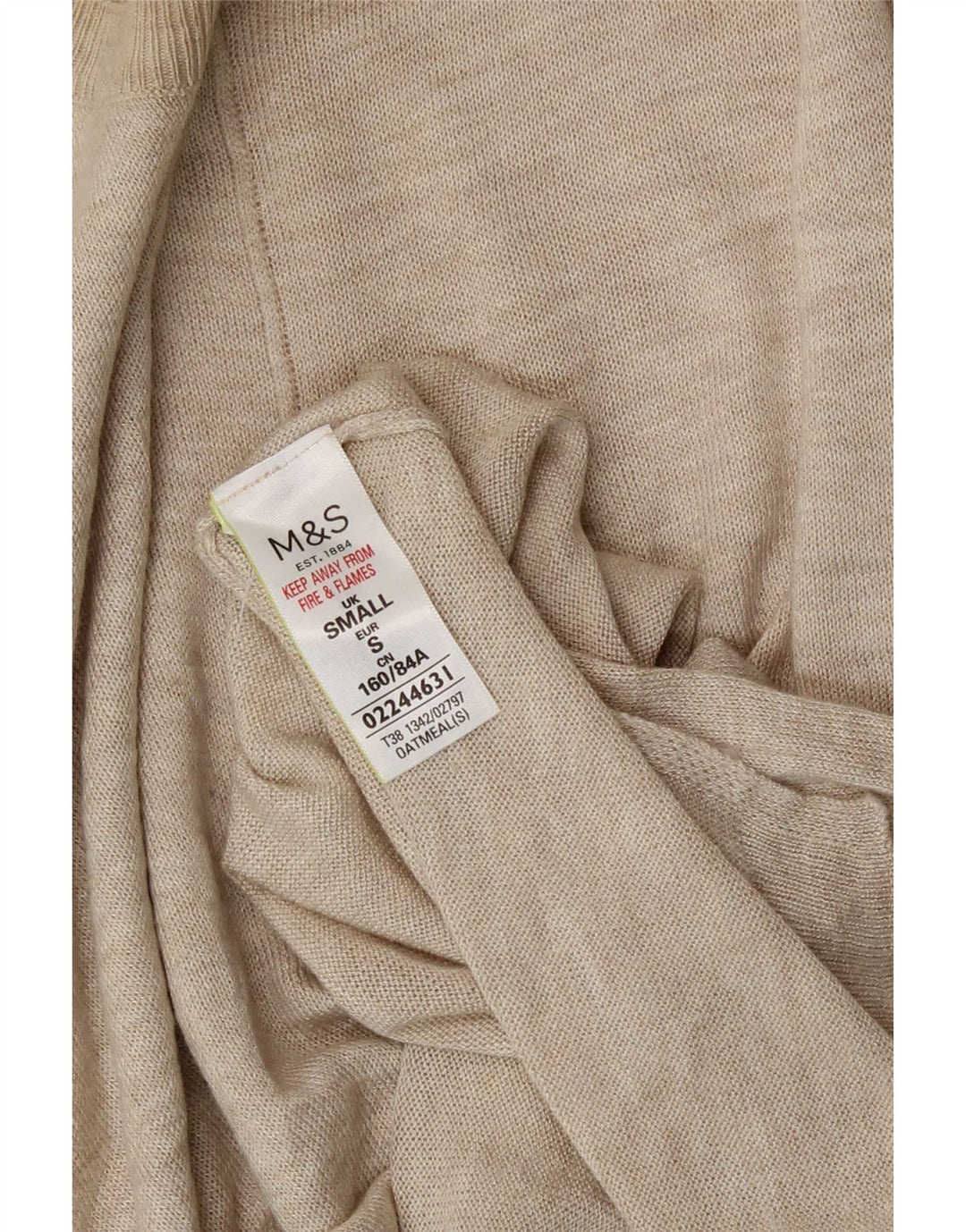 Marks & Spencer Dame sweater med rund hals DK 10 Small Beige Viscose