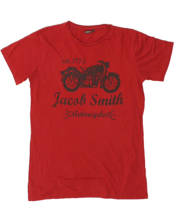 VINTAGE Mens Graphic T-Shirt Top Large Red Cotton Vintage Vintage and Second-Hand Vintage from Messina Hembry 