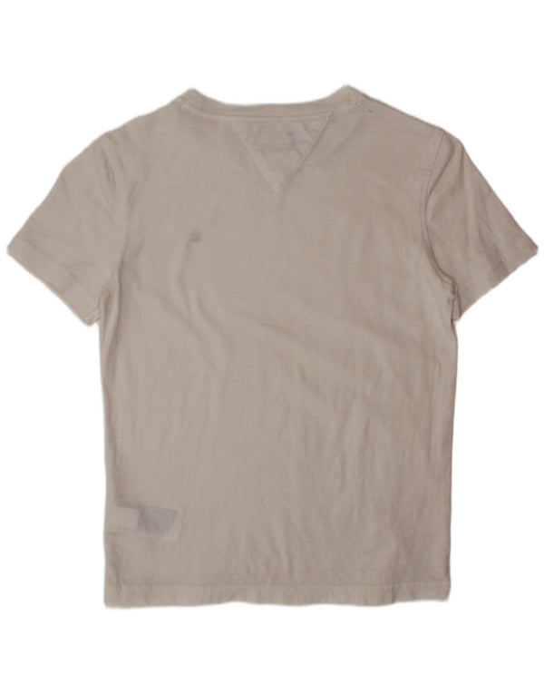 TOMMY HILFIGER Drenge T-Shirt Top 7-8 år Hvid Bomuld