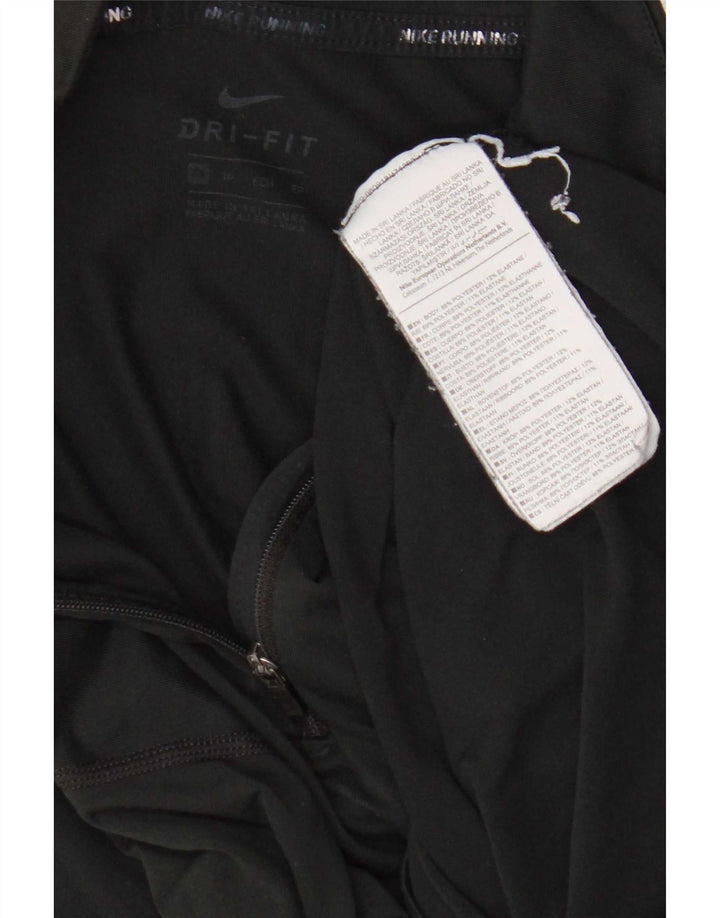 Nike Dame Dri Fit Pullover med lynlås-hals Træningsdragt Top UK 6 XS Sort Polyester
