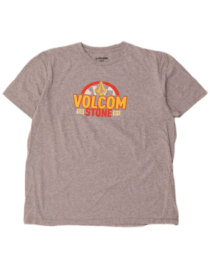 Volcom Herre Grafisk T-Shirt Top XL Grå Flecked Bomuld