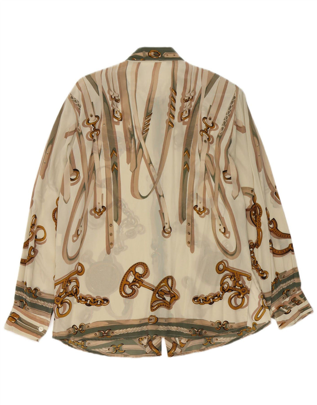 Vintage kvinders abstrakt mønster skjorte bluse IT 46 Large Beige Acetate